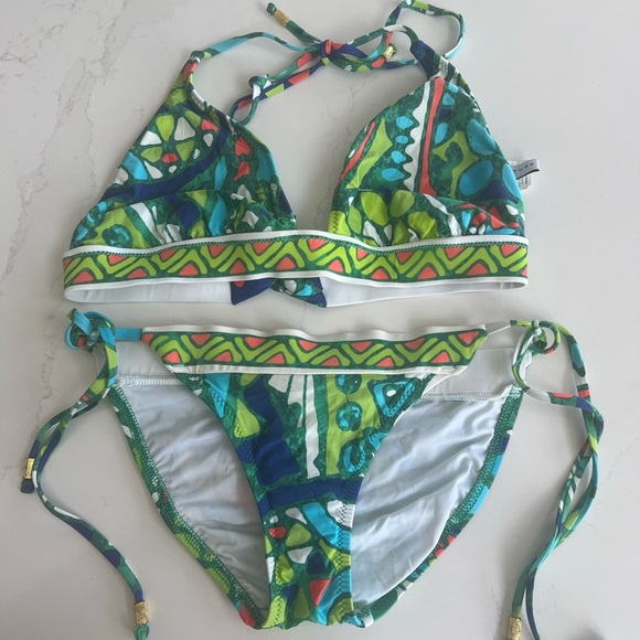 Trina Turk Other - Trina Turk Green and Blue Bikini with Tropical Print